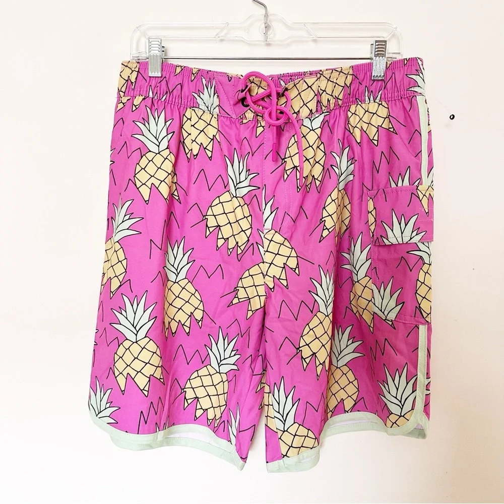 Urban Outfitters X Sovereign Code JOYRIDE SWIM SHORT PINEAPPLE PINK GLOW/ PINK